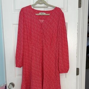 LOFT 14 Red Long Sleeve Dress with hearts